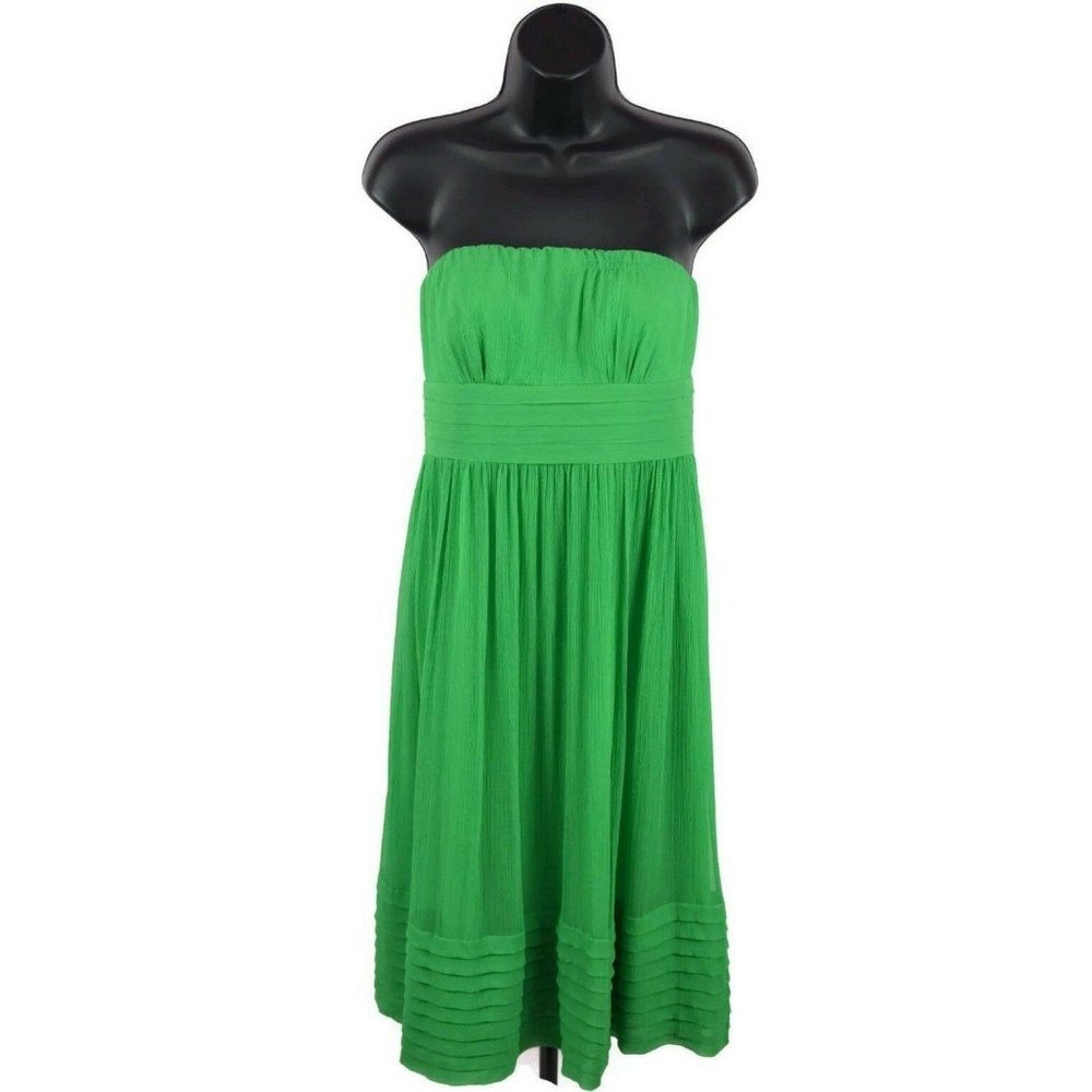J Crew Emerald Green 100% Silk Strapless Dress